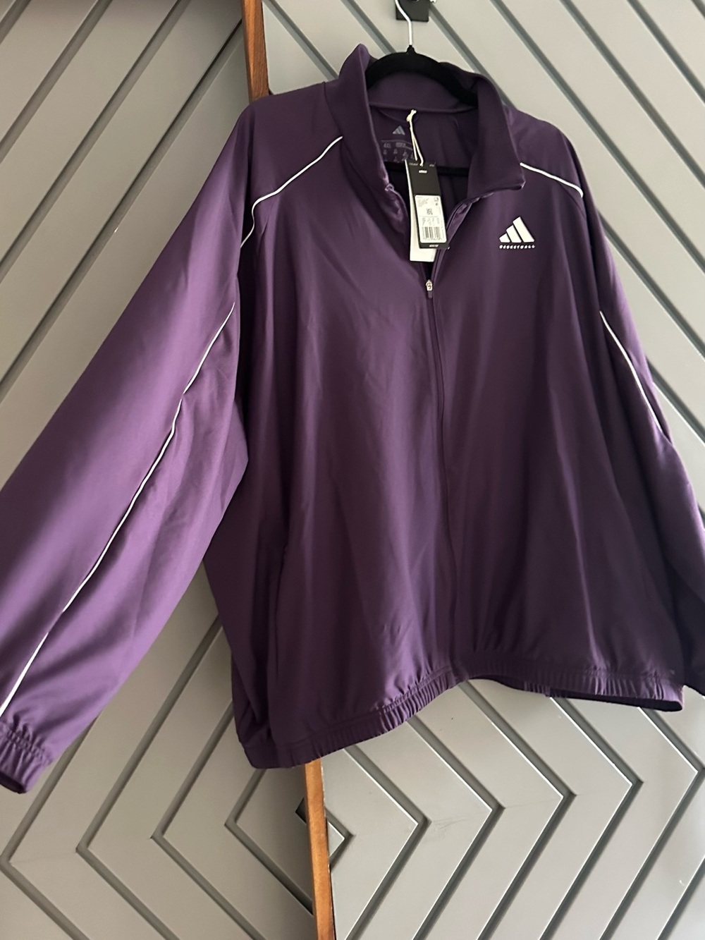 adidas Women's Purple Track Bomber Jacket with White Piping